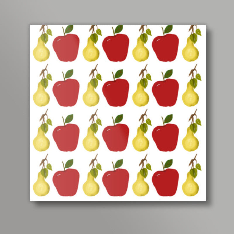 Cool Apple And Pear Fruit Pattern Square Art Prints