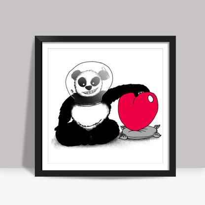 Pandas Street Hearts Corner Square Art Prints