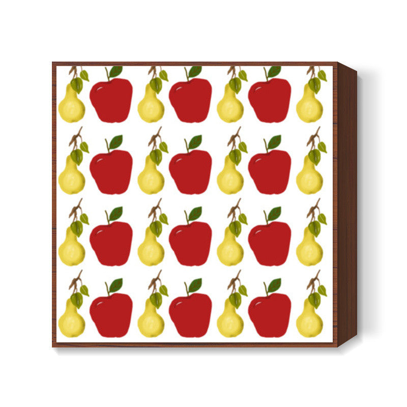 Cool Apple And Pear Fruit Pattern Square Art Prints