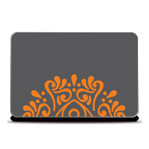 orange mandala Laptop Skins