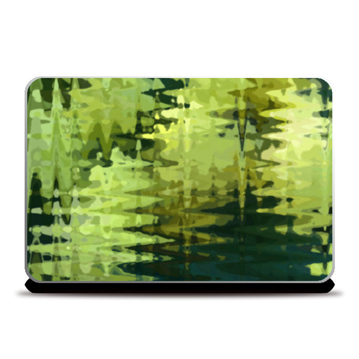 Laptop Skins, Abstract Green Zigzag Waves Art Design Laptop Skins