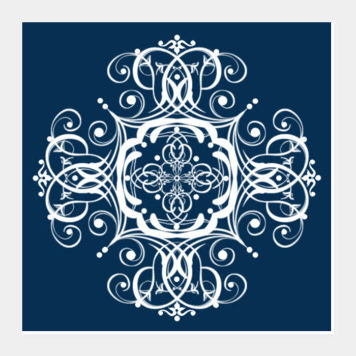 Square Art Prints, Blue Ornamental Decorative Design Square Art Prints