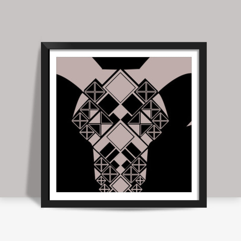 Capricorn symbol, Bull, Geometrical shapes, Black and white Square Art Prints Design Square Art Prints