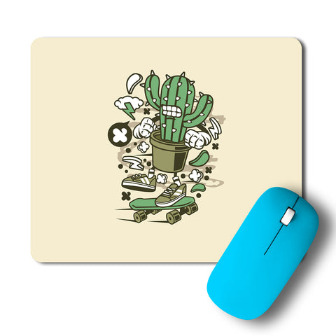 Cactus Angry Skater Artwork Mousepad