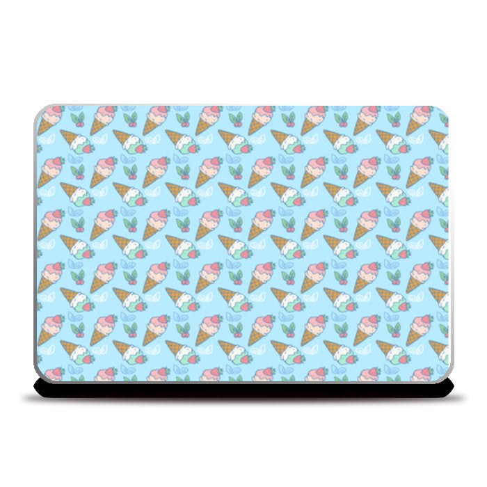 ice cream pattern blue Laptop Skins