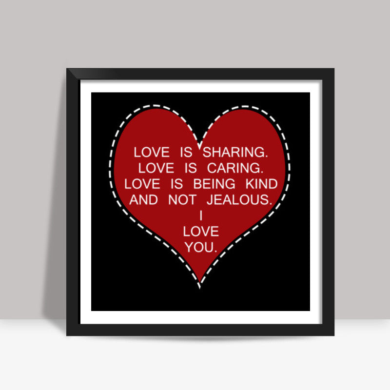 I Love You Typography Heart Valentines Day Square Art Prints
