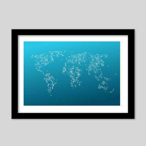 Blue & White World Map Premium Italian Wooden Frames