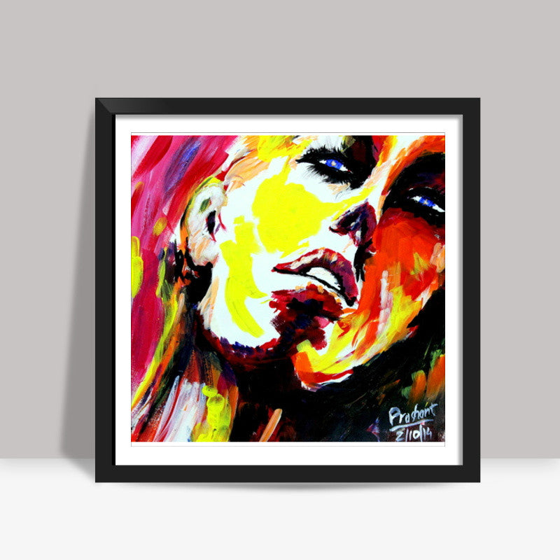 Blue eyed woman | Painting Square Art Prints