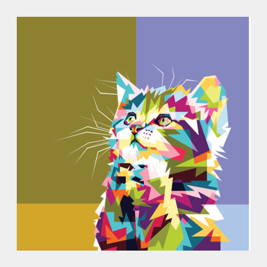 Colorfully Cat Hope Square Art Prints