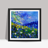 blue cornflowers 6761 Square Art Prints