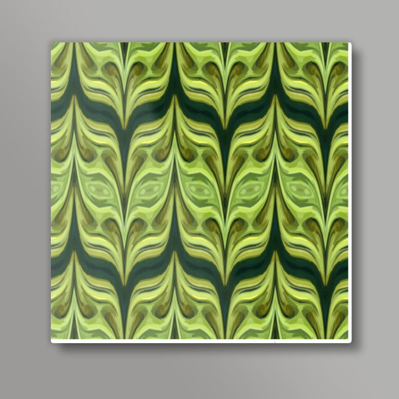 Olive Green Abstract Wave Pattern Background Square Art Prints