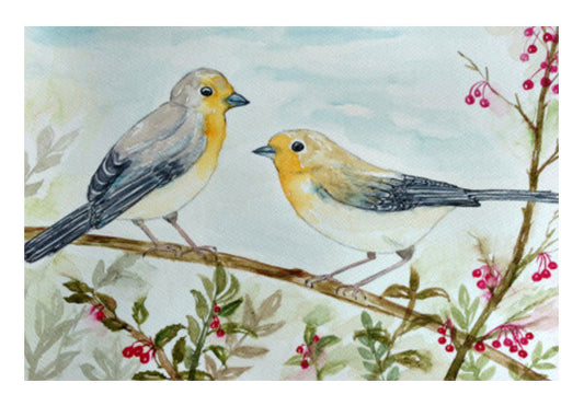 Watercolor Robin Bird Art Painting Poster Wall Art