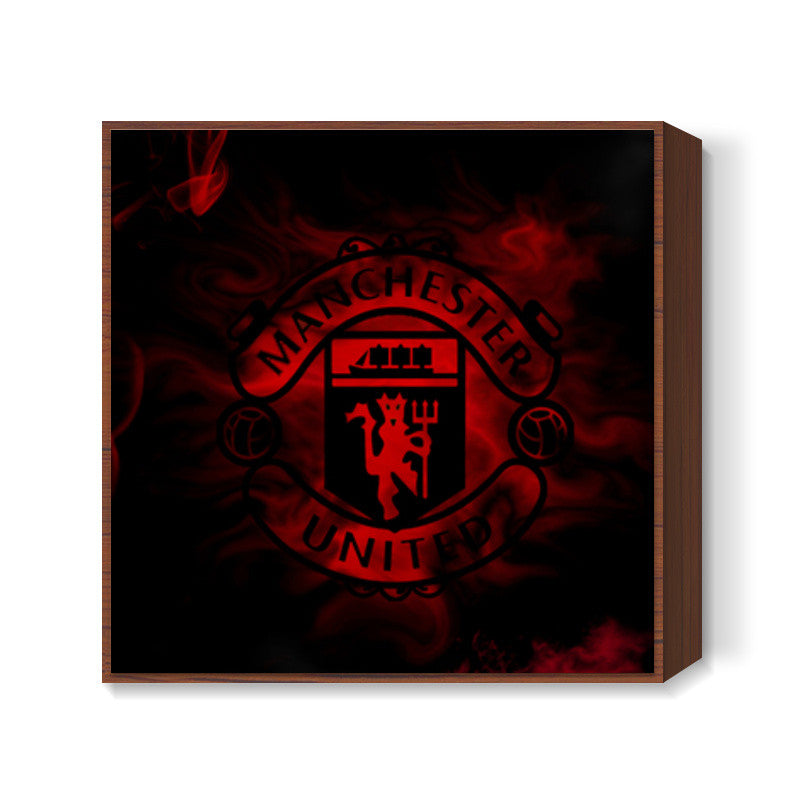 Manchester United Red Smoke #mufc Square Art Prints