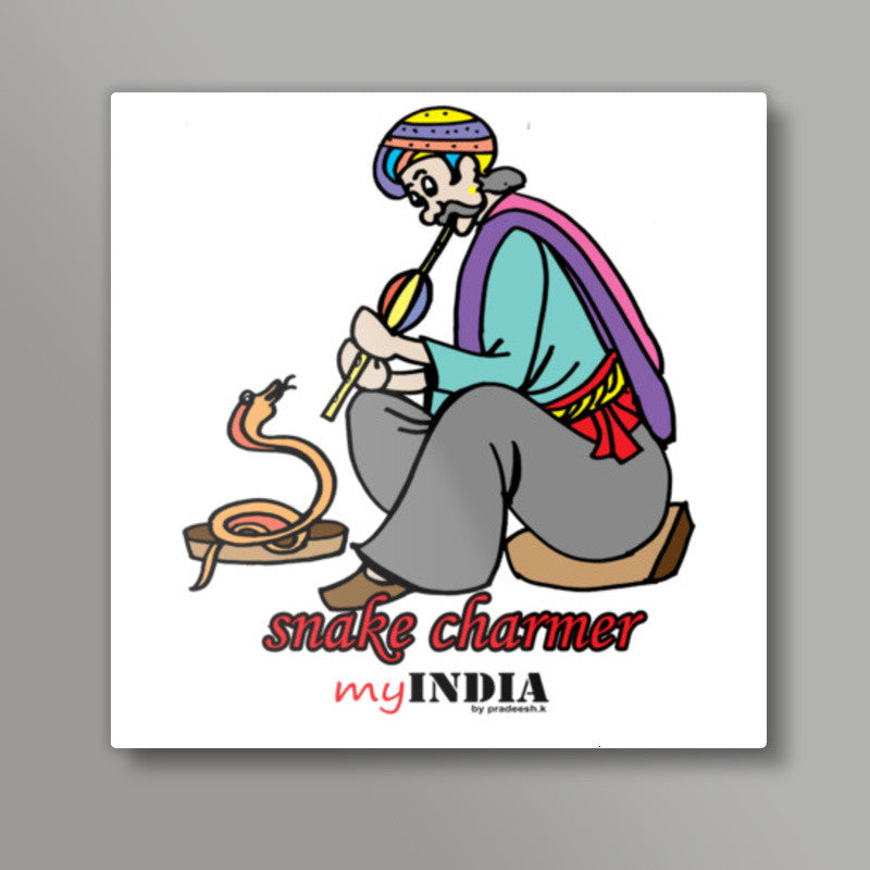 snake charmer Square Art Prints