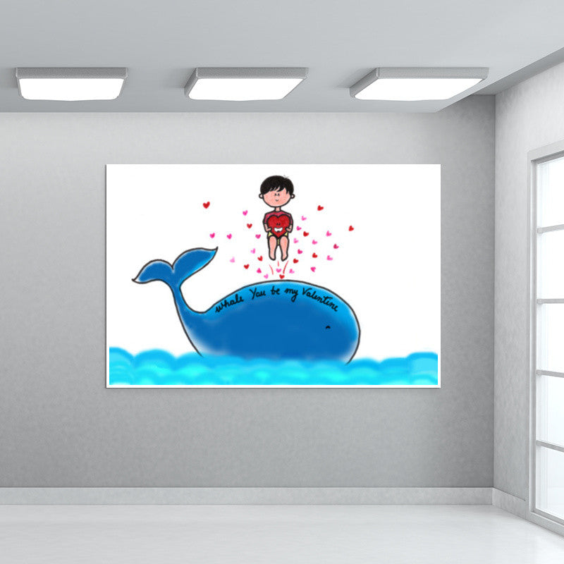 Whale U be My Valentine Wall Art