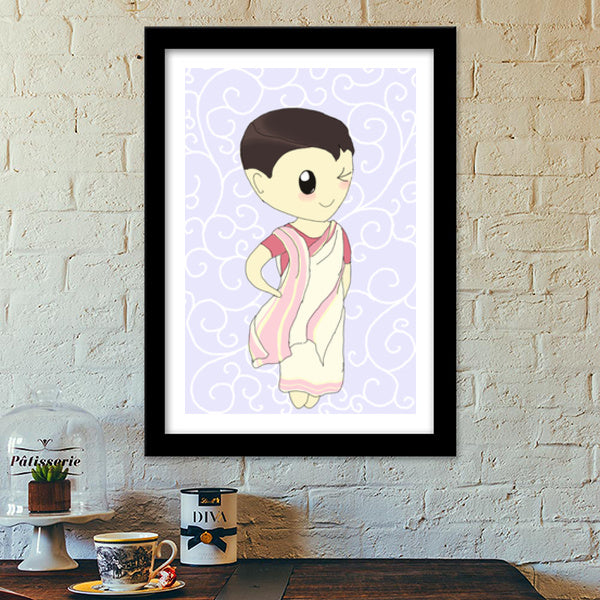 Kawaii Bengali girl Premium Italian Wooden Frames