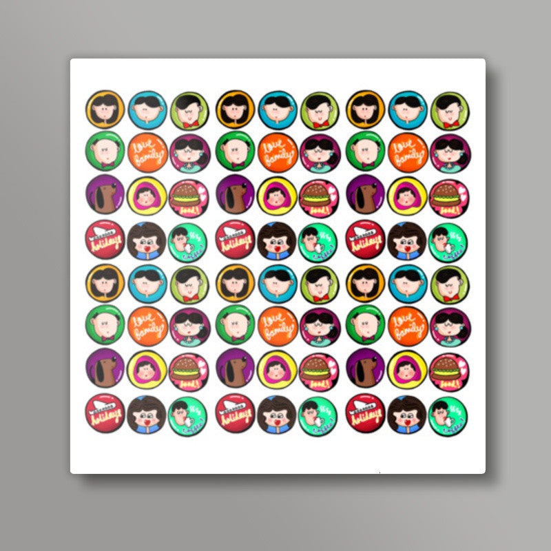 Family Badges Square Art Prints