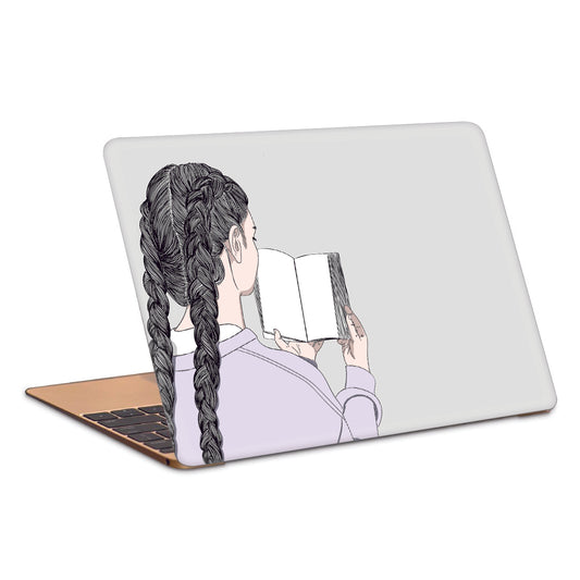 Girl Reading A Book Minimal Artwork Laptop Skin