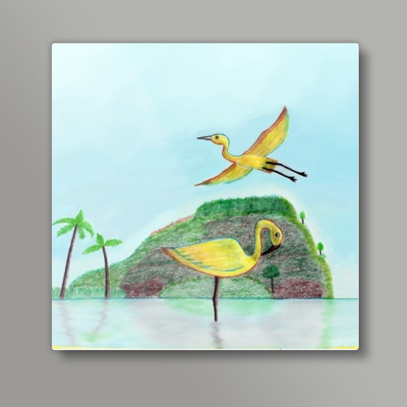 River Birds Square Art Prints