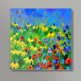 Poppies and rudbeckias Square Art Prints