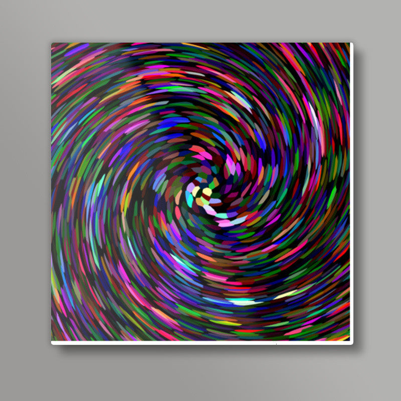 Abstract Multicolored Rainbow Twirl Digital Swirl Retro Art Design Background Square Art Prints