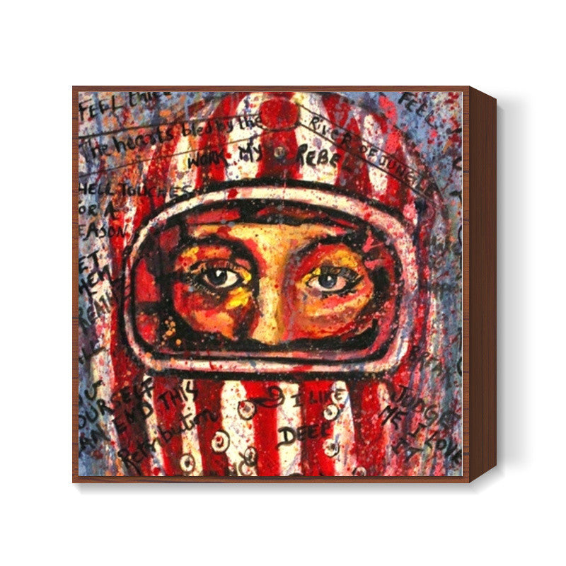 Helmet love Square Art Prints