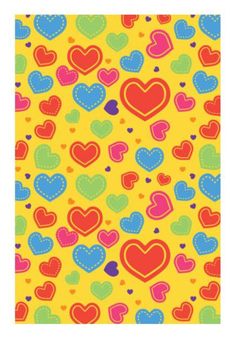 PosterGully Specials, Seamless multi hearts art on yellow Wall Art