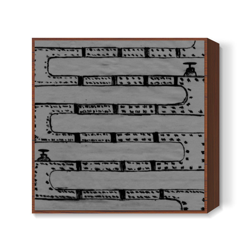 Pipeline Grey Square Art Prints