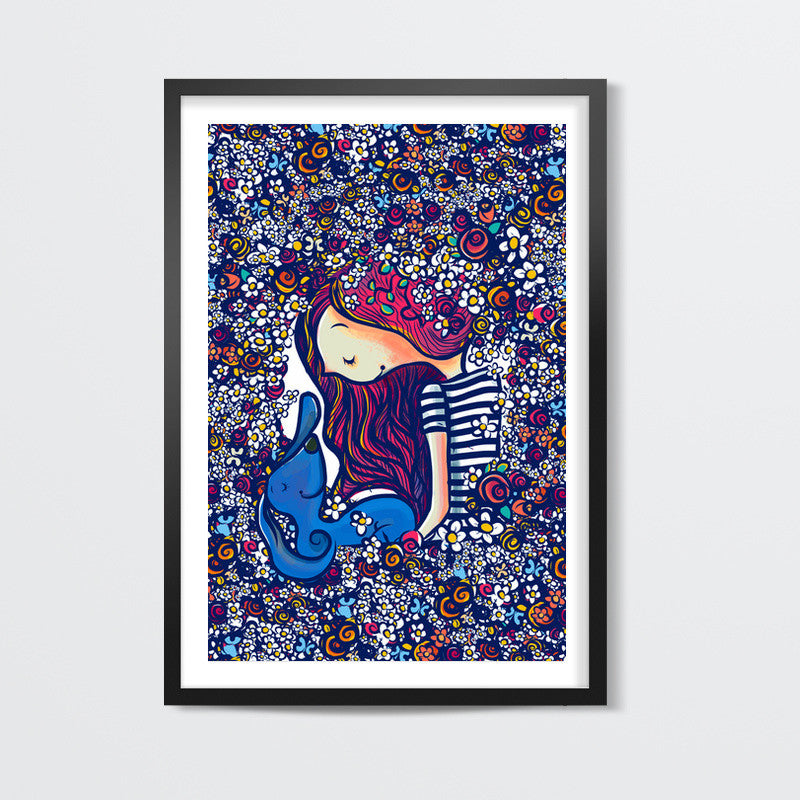 girl and her dog Wall Art