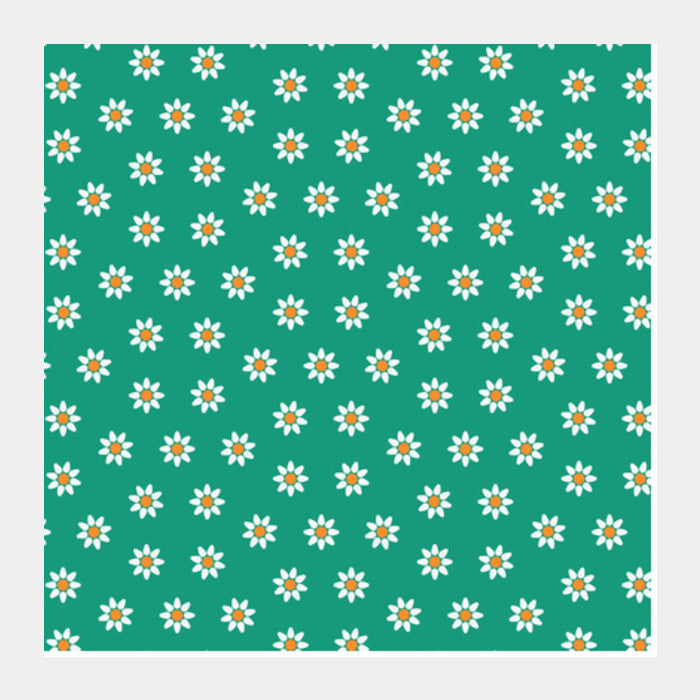 Green and Yellow Floral Square Art Prints