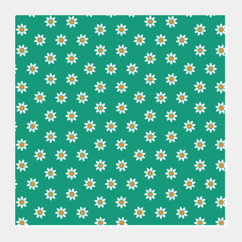 Green and Yellow Floral Square Art Prints