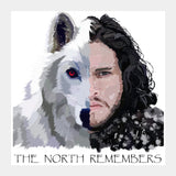 Square Art Prints, Jon Snow and Ghost captioned Square Art