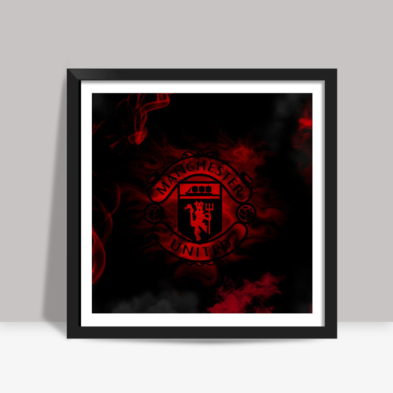 Manchester United Red Smoke #mufc Square Art Prints