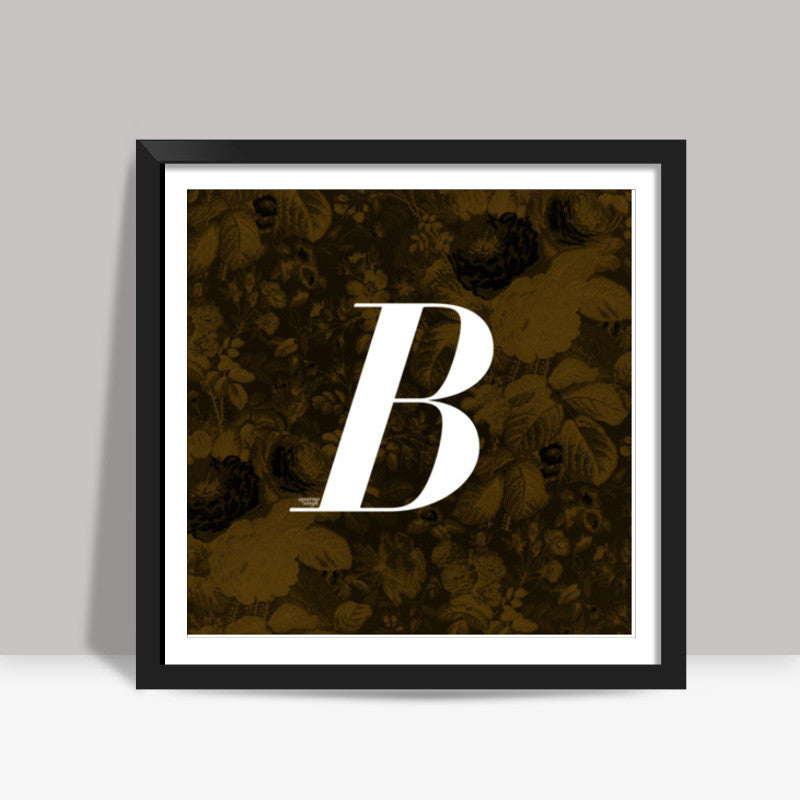 B Letter, Literary Print (Dark) Square Art Prints