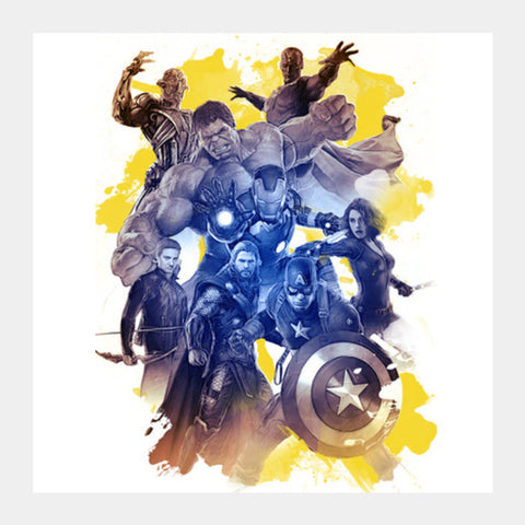 Avengers age of ultron watercolor digital Square Art Prints