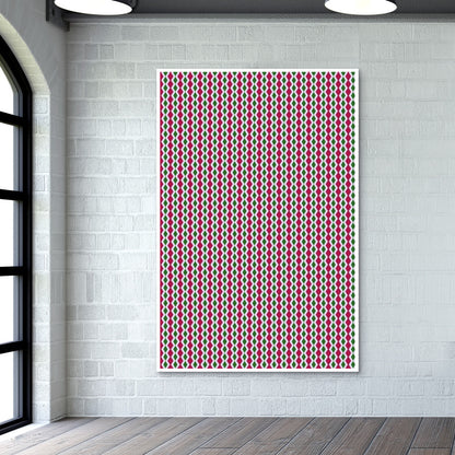 Vintage Vertical Pink And Green Diamond Stripe Retro Pattern Wall Art