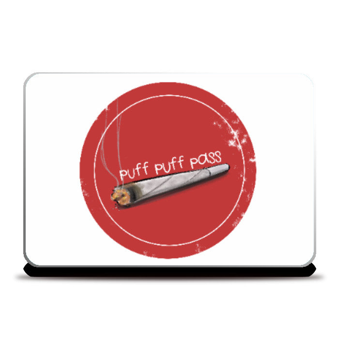 Laptop Skins, Weed Humour Puff Puff Pass Red Laptop Skin