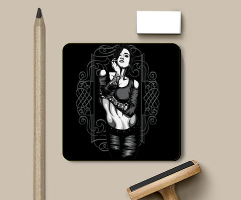 Woman With Tattoo  Coasters
