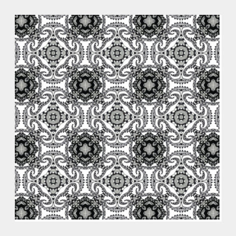Black And White Ornamental Doodle Art Pattern Background Square Art Prints