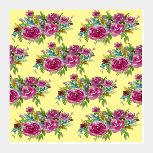 Square Art Prints, Pastel Floral Watercolor Roses Background Pattern Square Art Prints