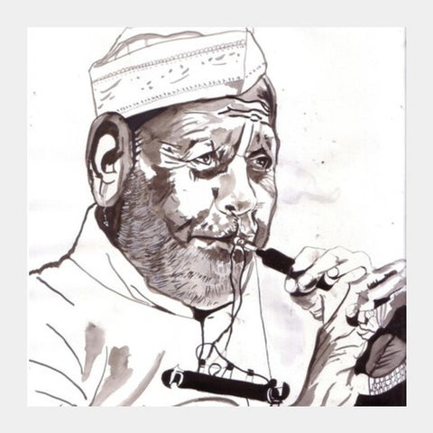 Ustad Bismillah Khan dedicated his life to music  Square Art Prints