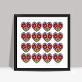Valentines Day Colorful Mosaic Heart Love Pattern  Square Art Prints