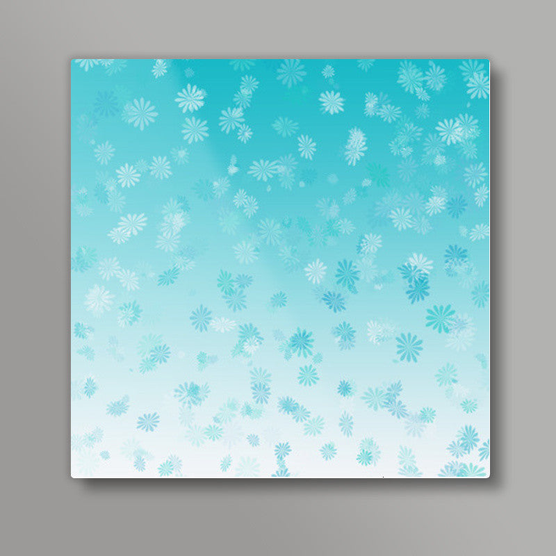 Blue white flower texture Square Art Prints