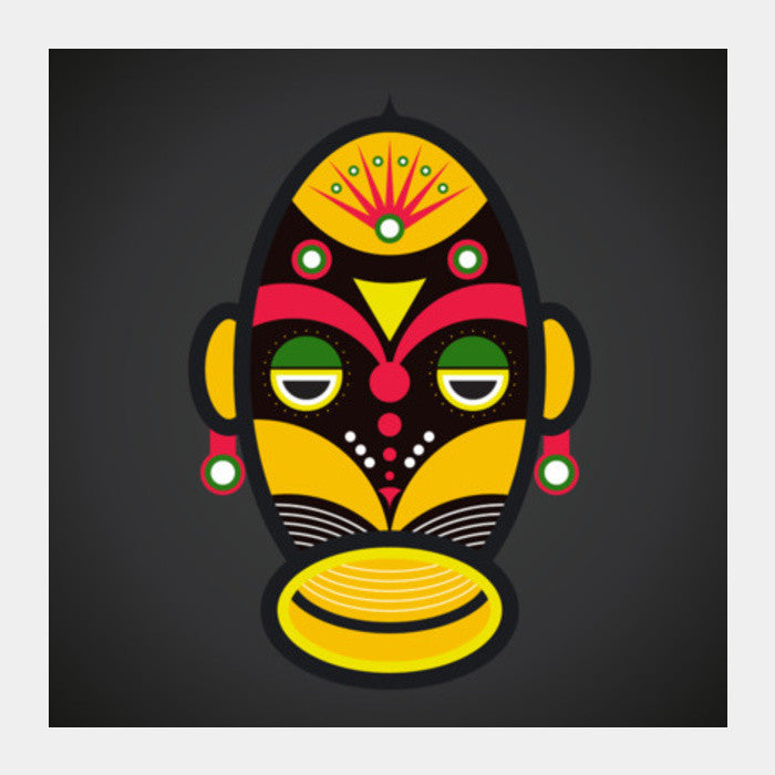 African Traditional Tribal Mask Square Art Prints PosterGully Specials