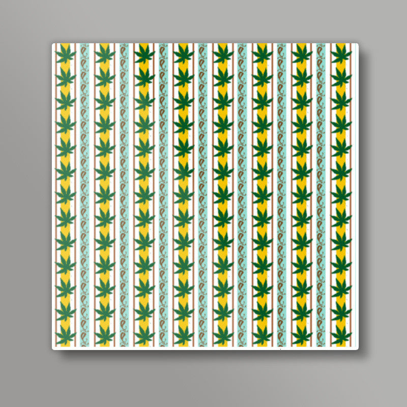 Green Leaf Striped Nature Background Pattern Square Art Prints