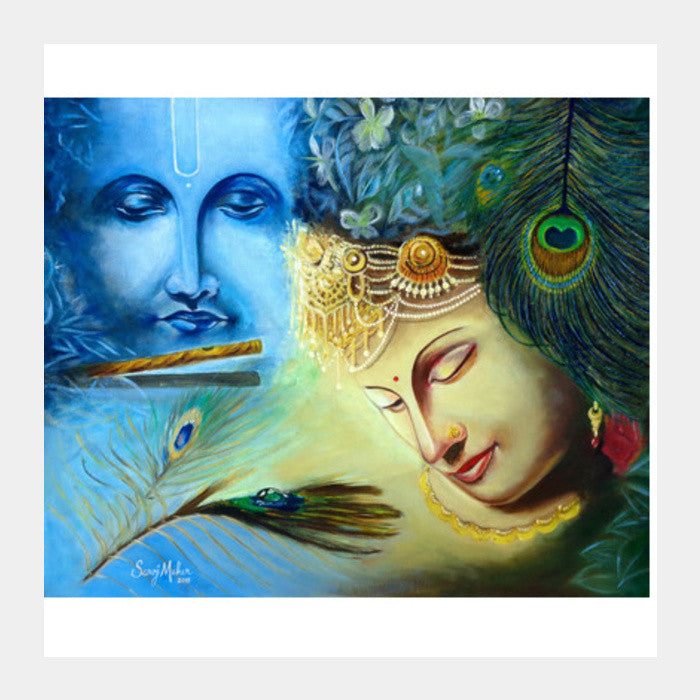 Radhe Krishna Square Art Prints