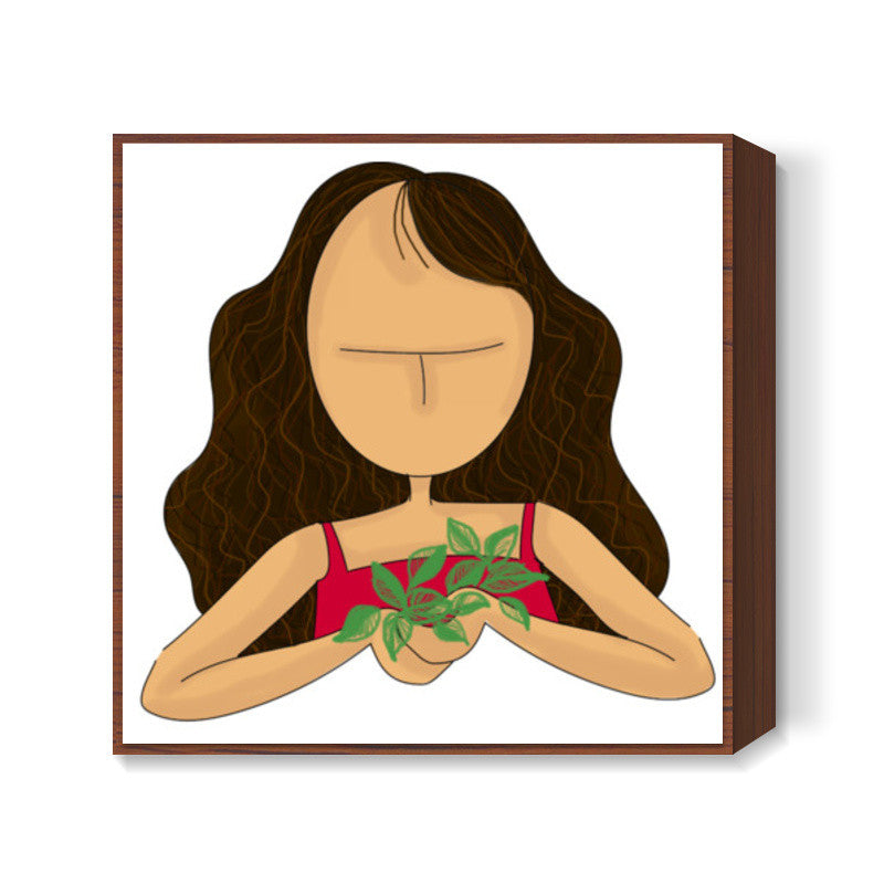 Green Girl Square Art Prints