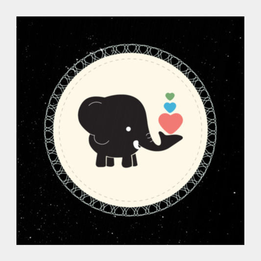 Cute Baby Black Elephant Square Art Prints PosterGully Specials