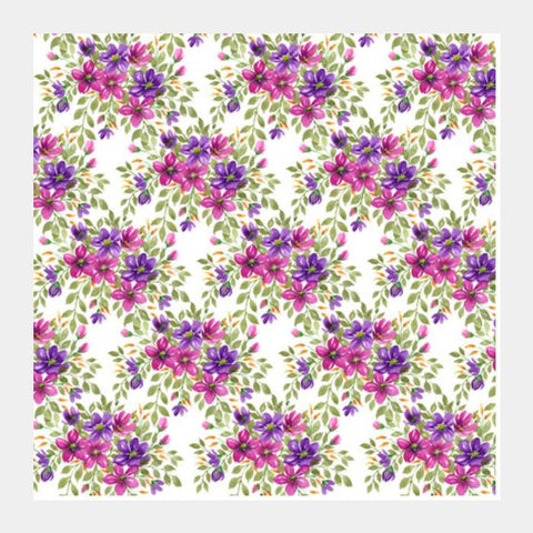 Beautiful Pink Purple Floral Spring Pattern Background Square Art Prints PosterGully Specials