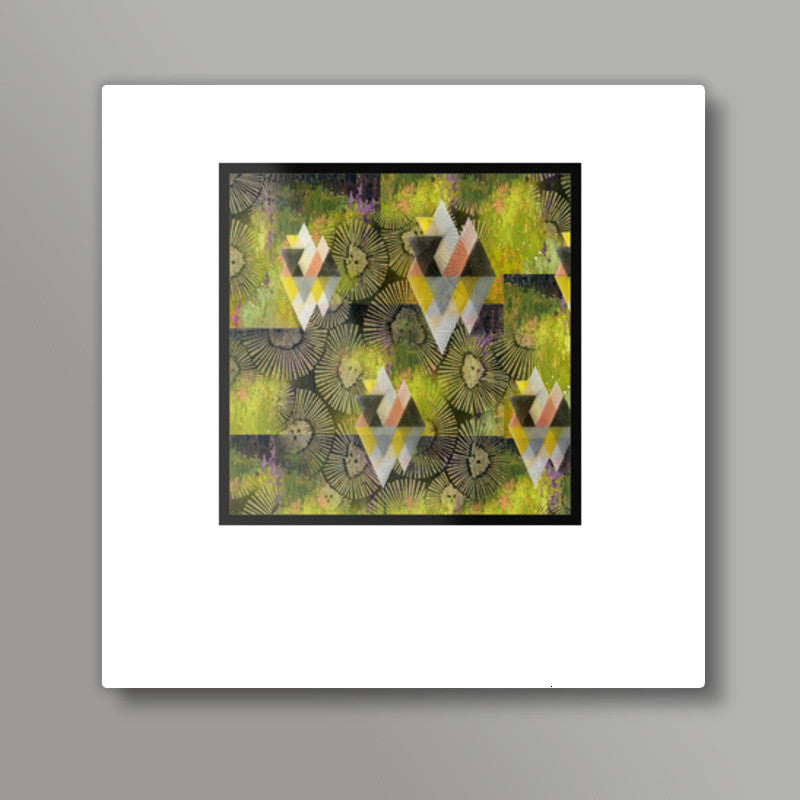 Abstract olive green wall art Square Art Prints